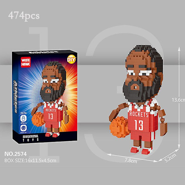 Mini Byggeklodser Basketball Stjerne Dukke Model Dekor DIY Basketball Spiller Bevægelig Dukke Samlet Mursten Børns Legetøj Gave db 2576 No box