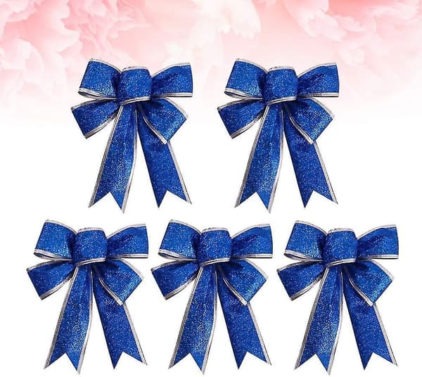 Heallily 5-pack glittertyg julrosetter för julgransdekoration[DB]