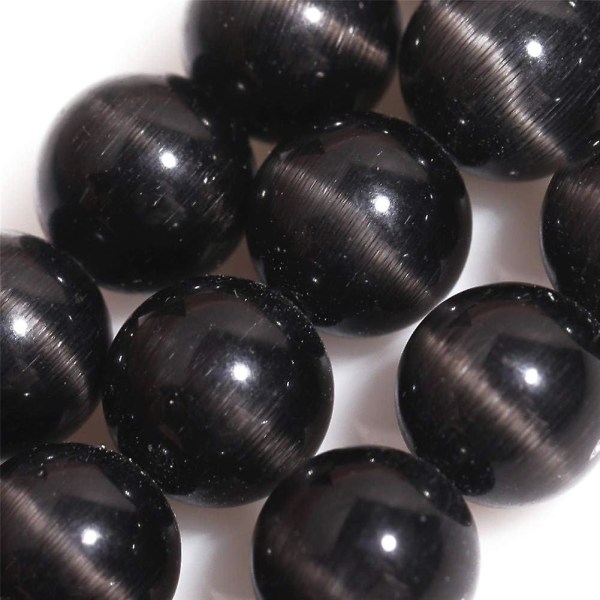 4 mm sorte katteøje runde ædelstensperler: Løse halvædle perler til smykkefremstilling