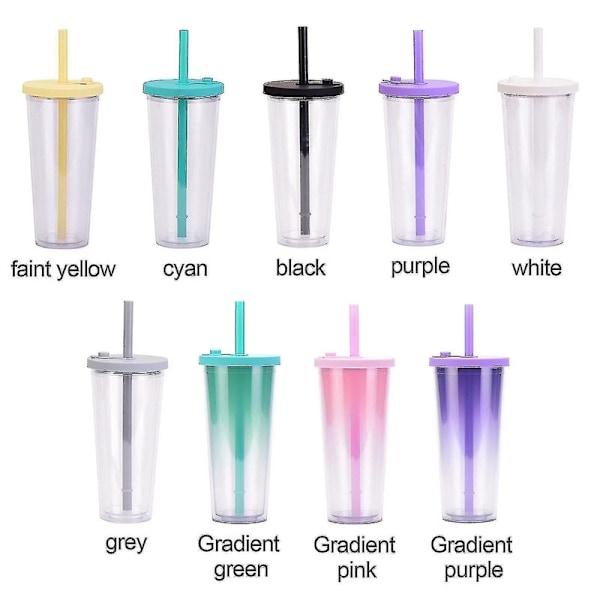Ny Boba Cup Bubble Tea Cup 700ml Bred Mund Smoothie Kopper Med Låg Sugerør Med Hvid Rengøringsbørste Hurtig Forsendelse Ny {DB}