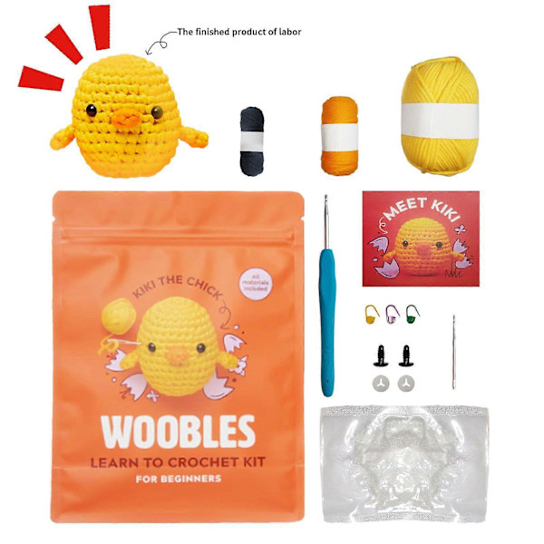 Woobles Lär Dig Virka Kit, Virkad Gosedjur DIY Virkningskit för Nybörjare [DB] Chicken