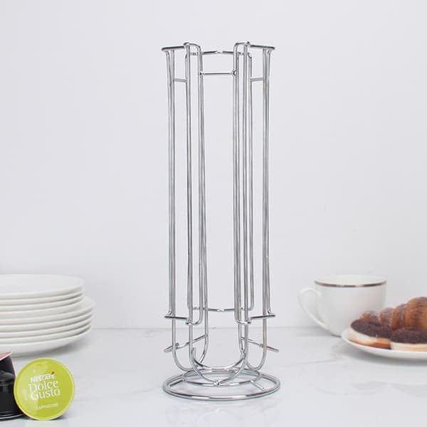 Roterende kapselholder for 24 kapsler - Forkrommet stål - Moderne design - Sylindrisk (DB)