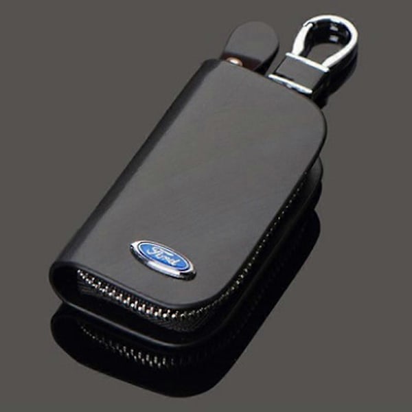 Läder Ford Nyckelbricka Nyckelring Nyckelfodral Plånbok Väska Fjärrkontrollfodral Myntfack Dragkedjeväska Charm [DB] Ford Black