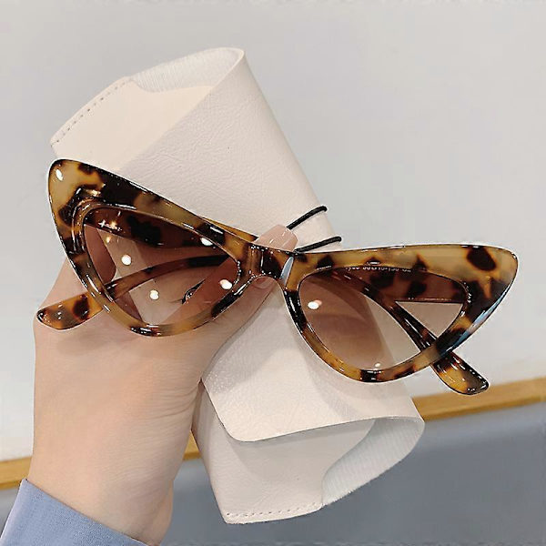 Fashionabla Cat Eye-solglasögon för kvinnor 2022 Nya trendiga Den senaste personligheten Ins Net Red-glasögon UV400 Utomhus Street Shop [DB] Leopard-tea as picture