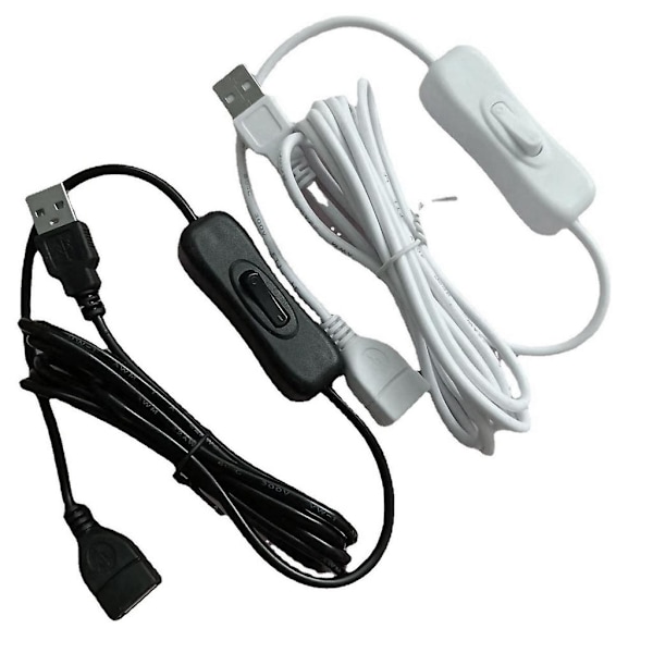 2m USB-kabel med bryter På/Av Kabelforlengelse USB-vifte Strømforsyningslinje [DB] White 303 switch