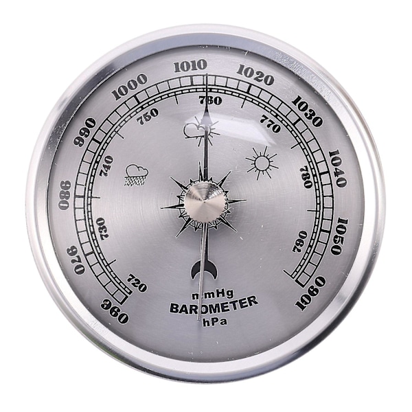 DB För Hem Tryckmätare Metall Väggmonterad Barometer Atmosfärisk Multifunktionell Termometer Hygrometer silver white