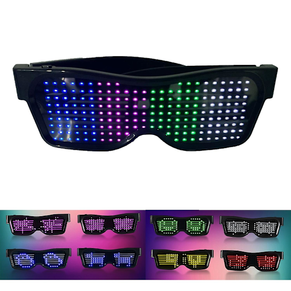 LED-lasit, mukautettavat BT LED-lasit, värikkäät valolasit, tee-se-itse-viestit, 31 animaatiota, 11 Pi [Db]