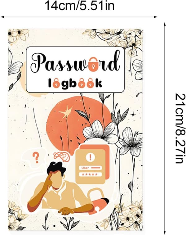 Generisk adgangskodelogbog, internetkontonotesbog, nem reference til login-tracker til websteder, internetadgangslogbog til bank, arbejde, [DB]