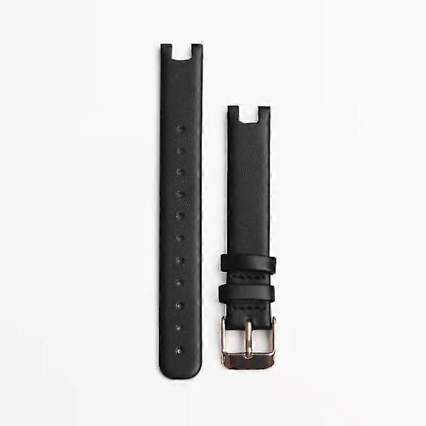 DB För Garmin Lily 14MM Äkta Läder Klockarmband Smart Rostfritt Stål Bälte Black
