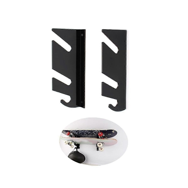 Skateboard Væghængt Display Stativ med Hængekrog, Akryl Skateboard Stativ Holder til Longboard Skateboard {Db} Black