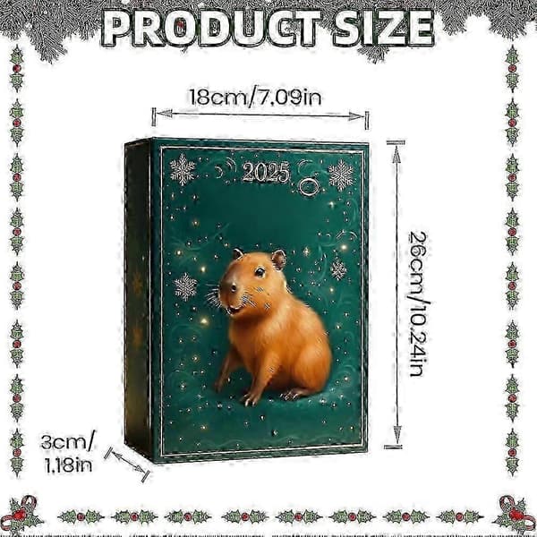 Capybara julekalender 2025, 2D akryl Capybara-pynt, 24 dagers julekalender med 24 stk Capybara-pynt