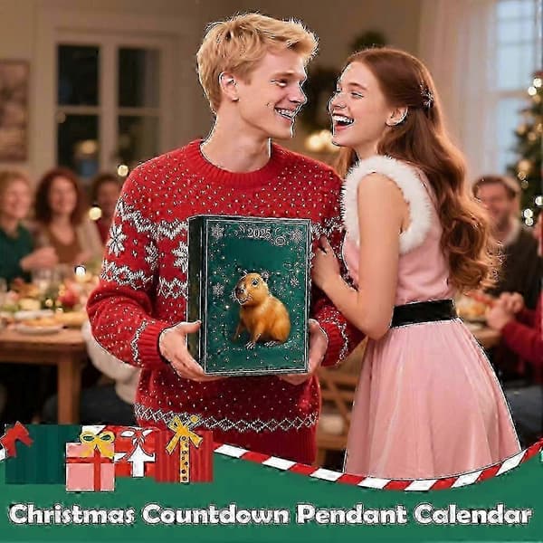 Capybara julekalender 2025, 2D akryl Capybara-pynt, 24 dagers julekalender med 24 stk Capybara-pynt