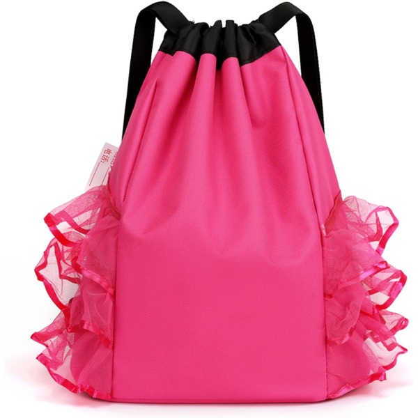 Børnerygsæk klassisk dansetaske, træningstaske til små piger,Modeskoletaske med blonder (sort)