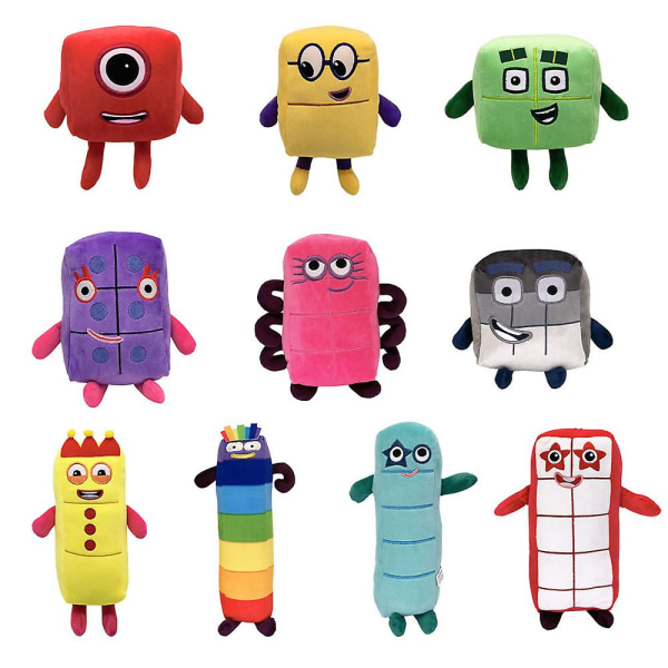 Mjukt Plyschdjur med Nummerblock 1-10, Kudde, Plushie, Leksak för Barn, Pojkar, Flickor, Julgåva [Db] 10