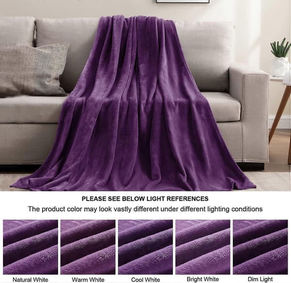 Fleece Tæppe Lilla Kastetæpper til Sofa & Seng, Plys Hyggeligt Blødt Tæppe 50\" x 60\", Super Bløde & Varme Tæpper til Efterår og Vinter[DB]