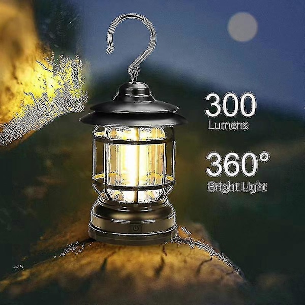 Kannettavat Retro Camping Valot Ulkokäyttöön Ammattimaiset Telttavalot [db] black rechargeable