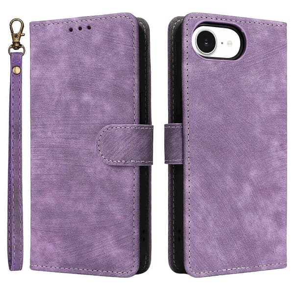 Plånboksfodral för iPhone 16e med RFID-skydd, PU-läder, visningsstativ - Grön [DB] Multicolor Purple