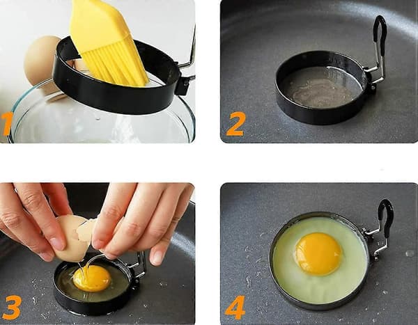 Eggeringer i rustfritt stål, 4 stk., for pannekaker, stekte egg og omeletter [DB]