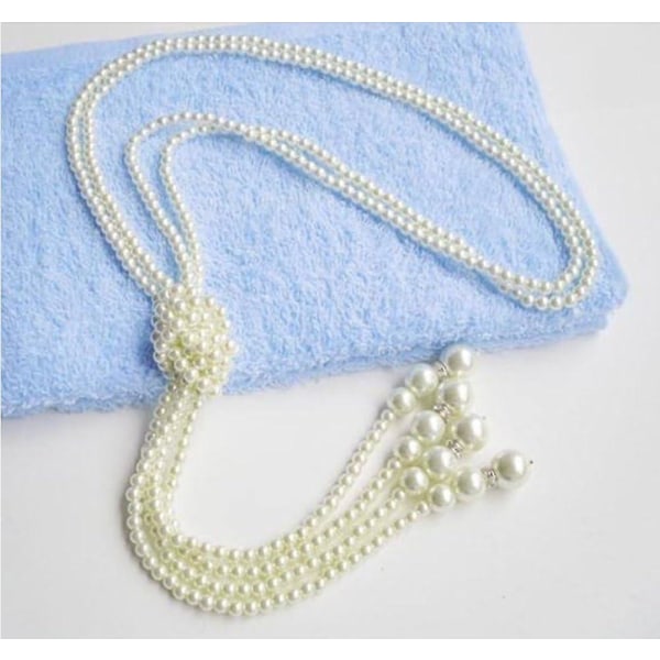 Mote hvite kunstige perler genser halskjede: Long Chain Charms