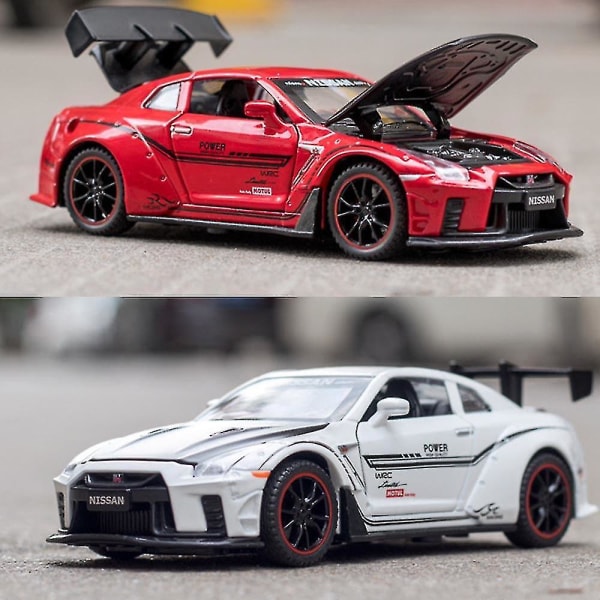 Nissan Gtr R35 automalli valolla ja avattavalla ovella, musiikillinen simulaatioajoneuvo [DB] Red