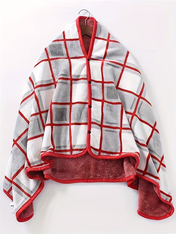 Shawls, kapper, tæpper fortykket efterår og vinter varme, airconditionerede tæpper lur, spænde tæppe, egnet til S til L segment af t [DB] Ivory White One-size