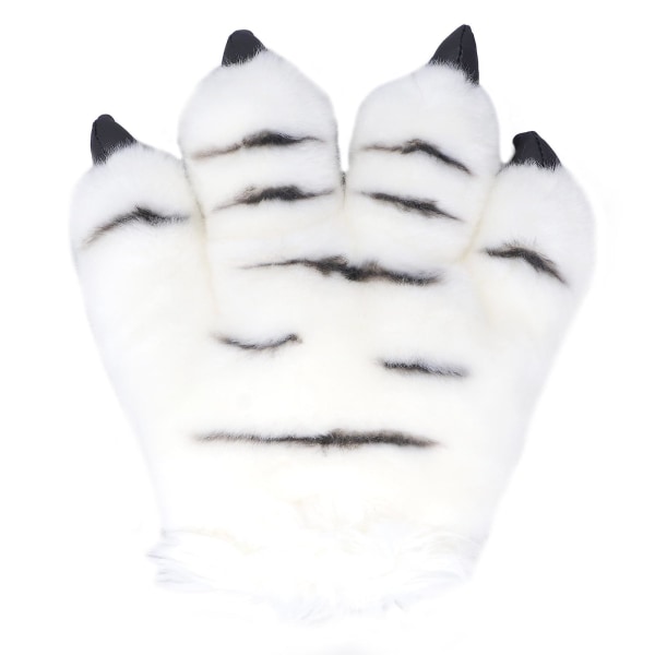 Simulering Dyreklohansker Cute Tiger Claw Plysjhansker Werewolf Costume Hansker [DB] White