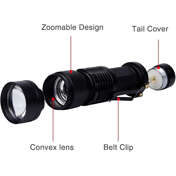 Liten Mini Single Mode Led Ficklampor Aa Batteri 1 Läge Ficklampa Paket Om 6