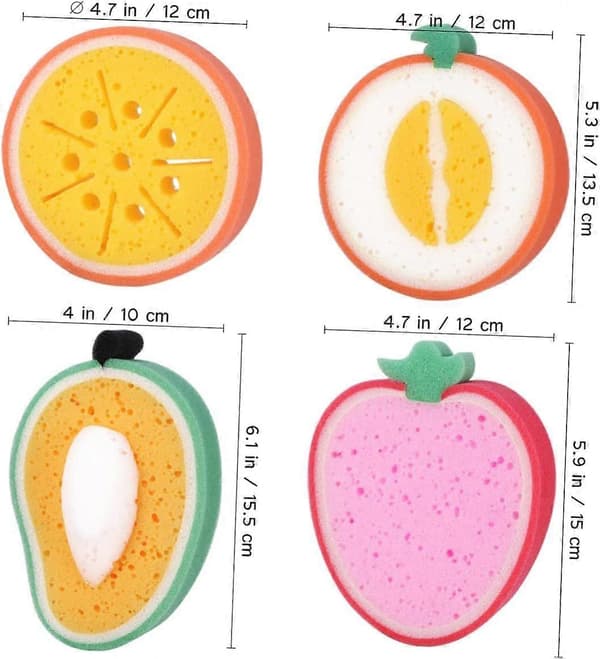 4-pack badsvampar skummande badsvamp söt fruktform barn[DB]
