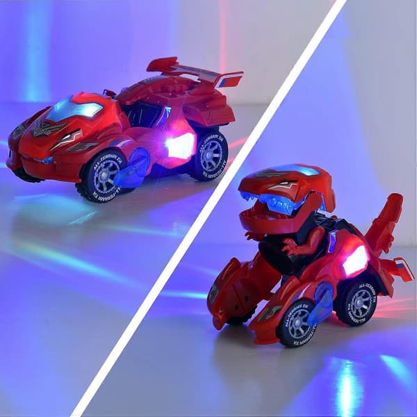 Transformerende Legetøj| 2 i 1 Transformerende Dinosaur LED Bil Dinosaur Transformerende Bil Legetøj Automatisk Dinosaur Dino Transformerende Bil Lamper |Toddle [DB]