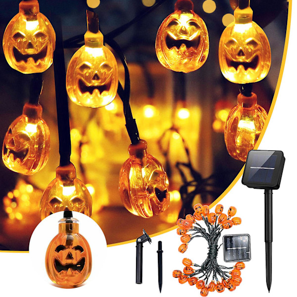 Halloween-kurpitsa 30 ledillä Halloween ulkokoriste lyhty valosarja DB A