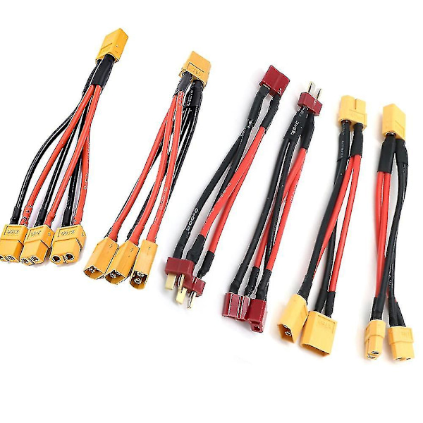 XT60 Parallell Batterikontakt Hunn/Hann Kabel Dobbel Forlengelse Y Split/3 Veis 14AWG Silikontråd F {Db} T 1 F to 2 M