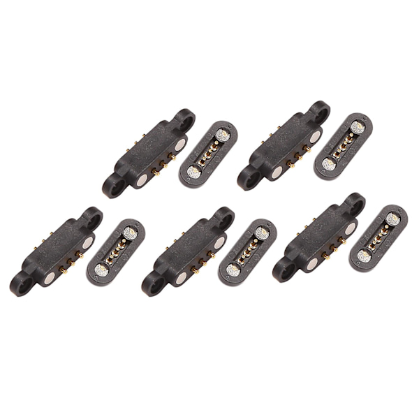 5 par fjederbelastede magnetiske pogo-stik med 3 positioner, magneter med en afstand på 2,3 mm, gennemgående huller, Mal