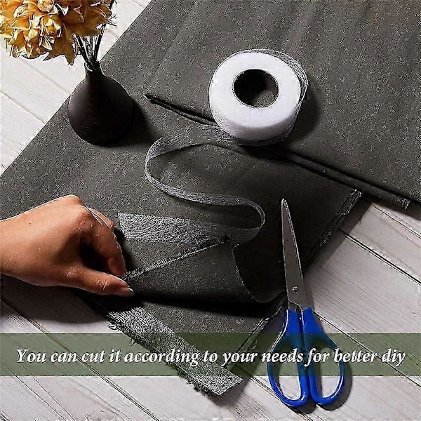 DB 2-pakning Stryke-på-kantbånd Uten Søm Kantbånd Rull Nettbånd med Målebånd for Klesplagg DIY Håndverk White