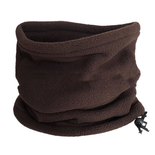 Unisex Vinter Utomhus Solid Färg Mjuk Tjock Fleece Halsvärmare Gaiter Cover Hat DB Coffee