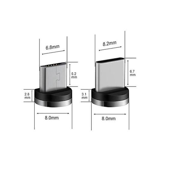 USB Magnetisk Ladingkabel, Magnetisk Ladingledning 540 Rotasjon Magnetisk Telefonlader (6,6 fot) [Db] black