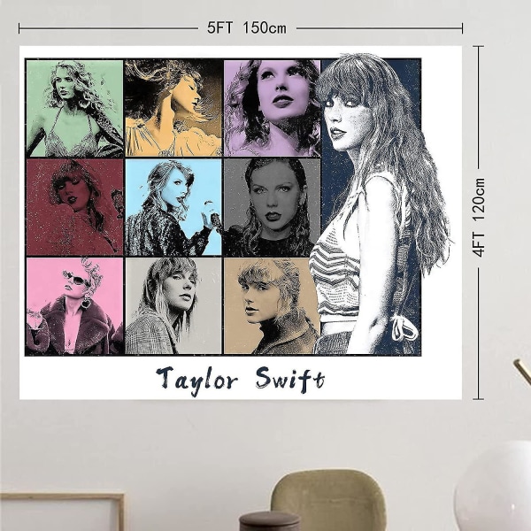 Taylor Tapestry Flagg for Soverom Swift, 120x150cm Musikk Bilde Veggtepper Rom Hengende Plakat Flagg Tepper Gaver  [dB}