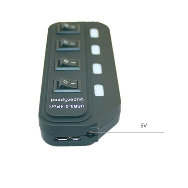 4-porters USB3.0-hub med av/på-bryter USB-splitter multiport-ekspanderadapter [DB]