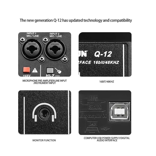 Lydkort lydmikser 4 kanals 48v strøm lydkort konsoll Skrivebord Systemgrensesnitt Stereo datamaskin lydkort