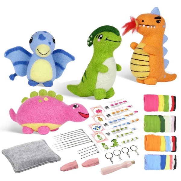 Baby Dinosaur Needle Felting Kits For Beginner,needle Felting Kit,felt Needles,foam Pad,felt Cloth,instruction