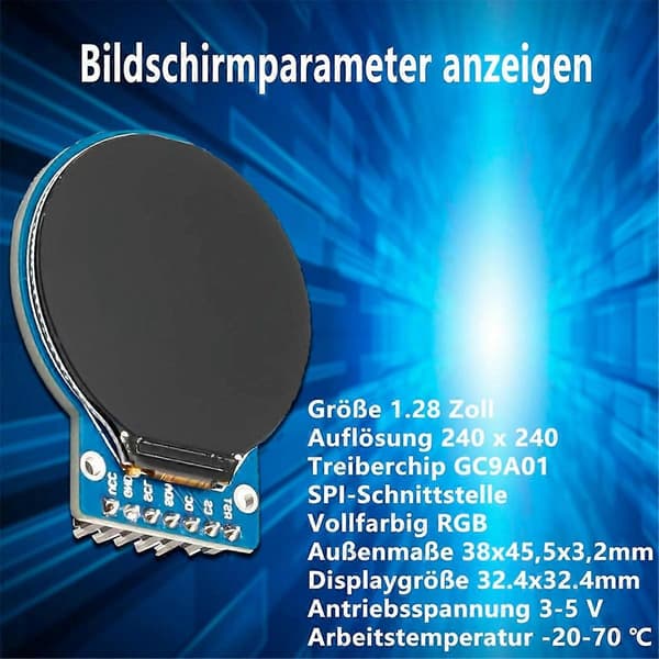 1.28 TOMMER Cirkulær TFT-skærm til RGB IPS HD 240 X 240 opløsning SPI-interface LCD-displaymodul 2-pak [DB] As Shown