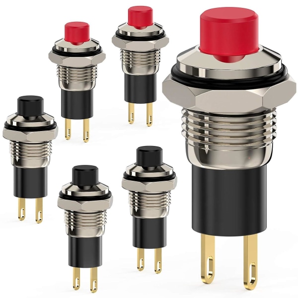 Tryckknappsbrytare - Självlåsande minibrytare (10 mm rund Dc24v, 6 st)