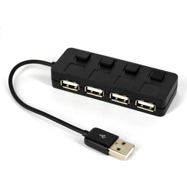 Super Rask Usb2.0 Hub Multi Usb Splitter 4 Ports Utvider 12v Strømadapter {Db} Black
