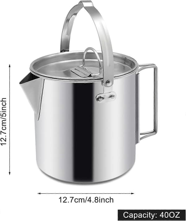 Campingvattenkokare, bärbar 1,2L kaffepanna, silver[DB]