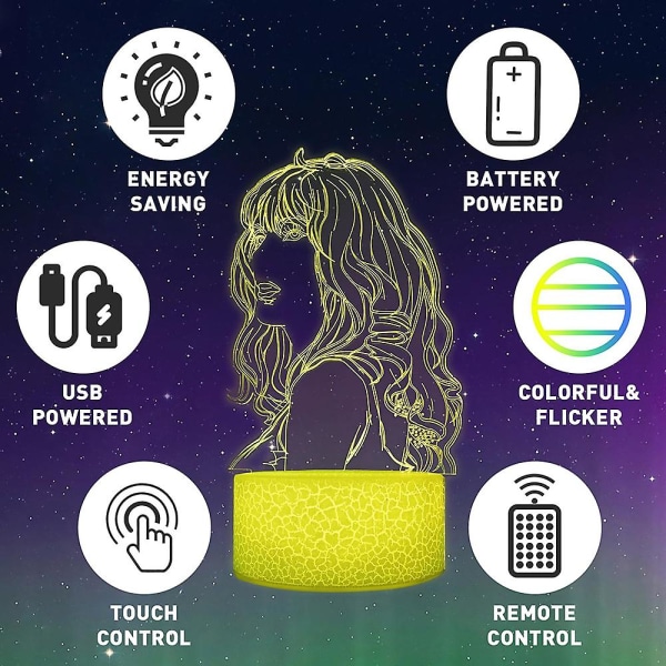 Taylor Swift 3D nattlampa bord med fjärrkontroll och smart touch, 16 färger dimbar sänglampa sovrumsdekorationer Swiftie-gåva DB