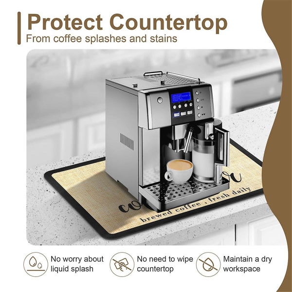 Coffee Mat Coffee Bar Mat - Hide Stain Absorbent Rubber Backed Quick Drying Mat Fit Under Coffee Maker Espresso Machine