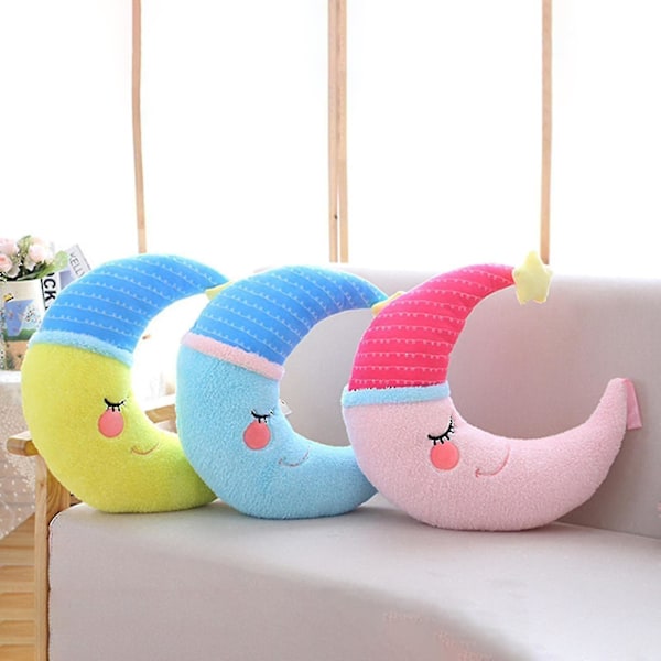 Plush Plysch Kudde Mjuk Söt Fullt Fylld Mysig Touch Sov Accompany Cartoon Doll Soffa Ornament Kreativ Cartoon Moon Doll Kastkudde [Db] Yellow