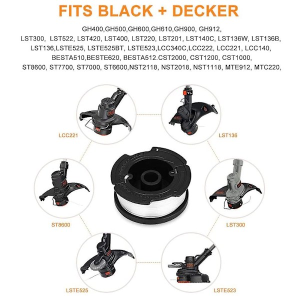 Db 3 4 6 PCS Utskiftbare Påfør til BLACK+DECKER AF-100 Trimmer Line Spoler 4 pack