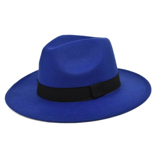 Retro Rancher-hattu leveällä reunalla, vintage -tyylinen miesten huopahattu lomatarvike Blue