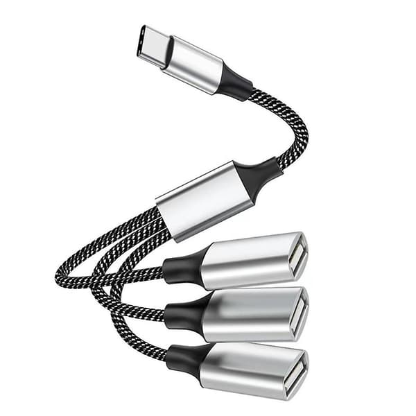 USB Splitter Kabel, USB/Type C Han til 2/3 Hun Extension Ledning Connector, USB Port Hub Data & Oplader Strøm Split Adapter [DB] Typec to 3 USB