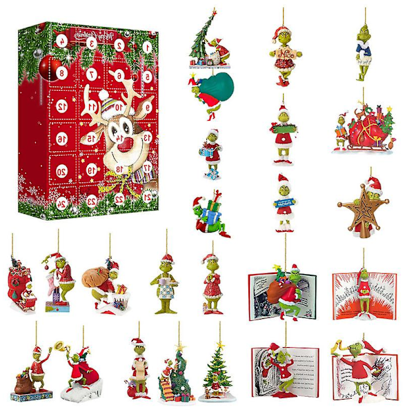 Julkalender med 24 Dagar Nedräkning Tomtekalender Grinchkalender Leksak Barnpresenter DB Style A